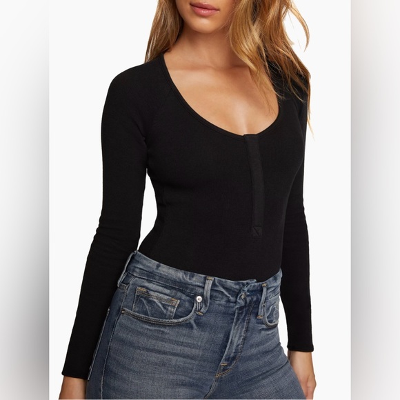 Good American Core long-sleeve women’s bodysuit size M color black. - Picture 11 of 13